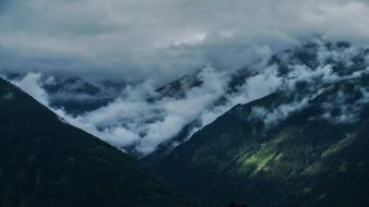 Austrian mountains at night