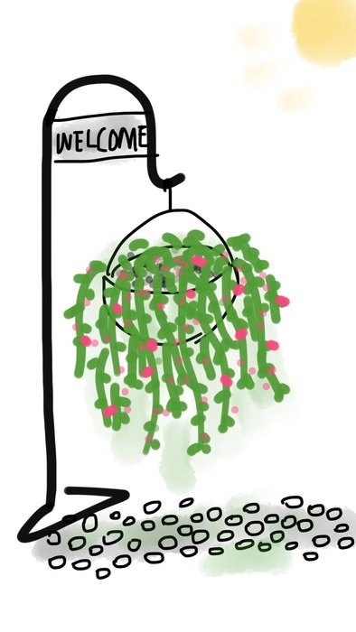 graphic image of a flower stand with flowers