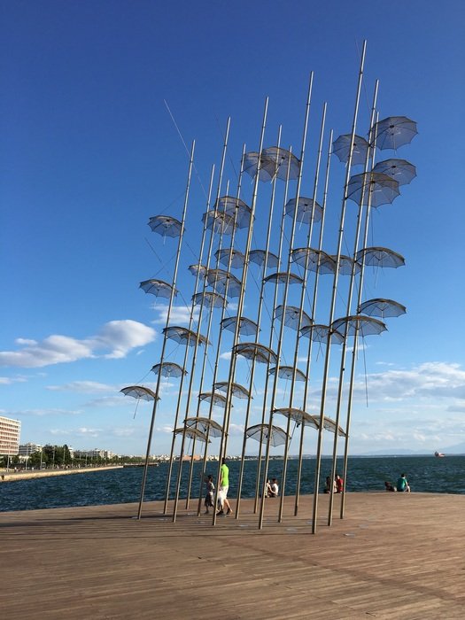 umbrellas as a decor of the promenade in Thessaloniki