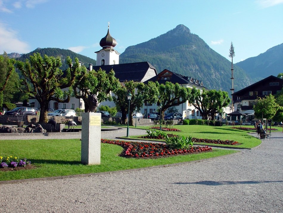 Beautiful landscape St. Wolfgang in green Upper Austria