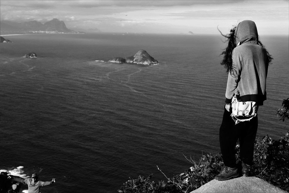 Black and white landscape from the island