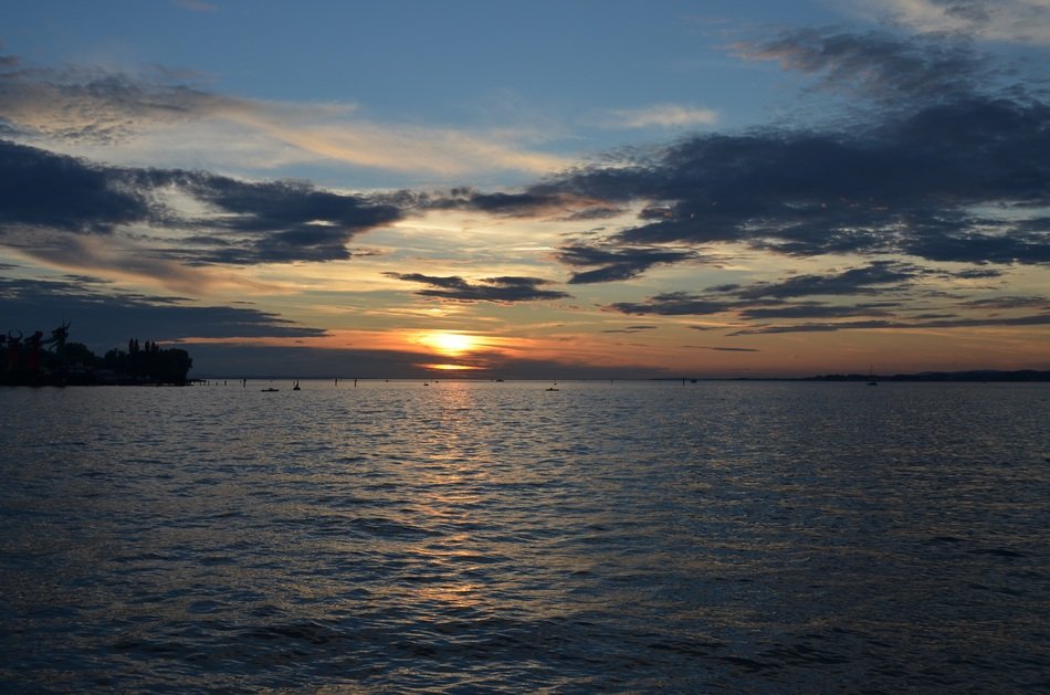 Landscape of Sunset and lake