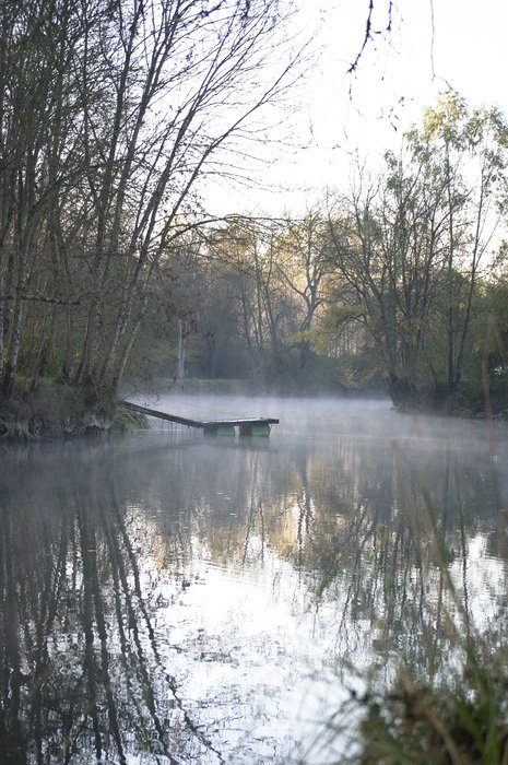 Beautiful and colorful peaceful river in the morning