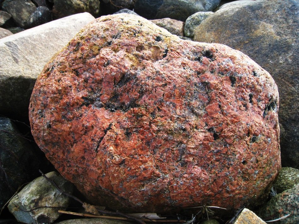 Beautiful red granite stone in Denmark