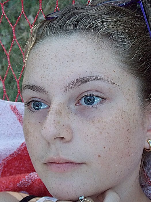 pretty young girl with freckles