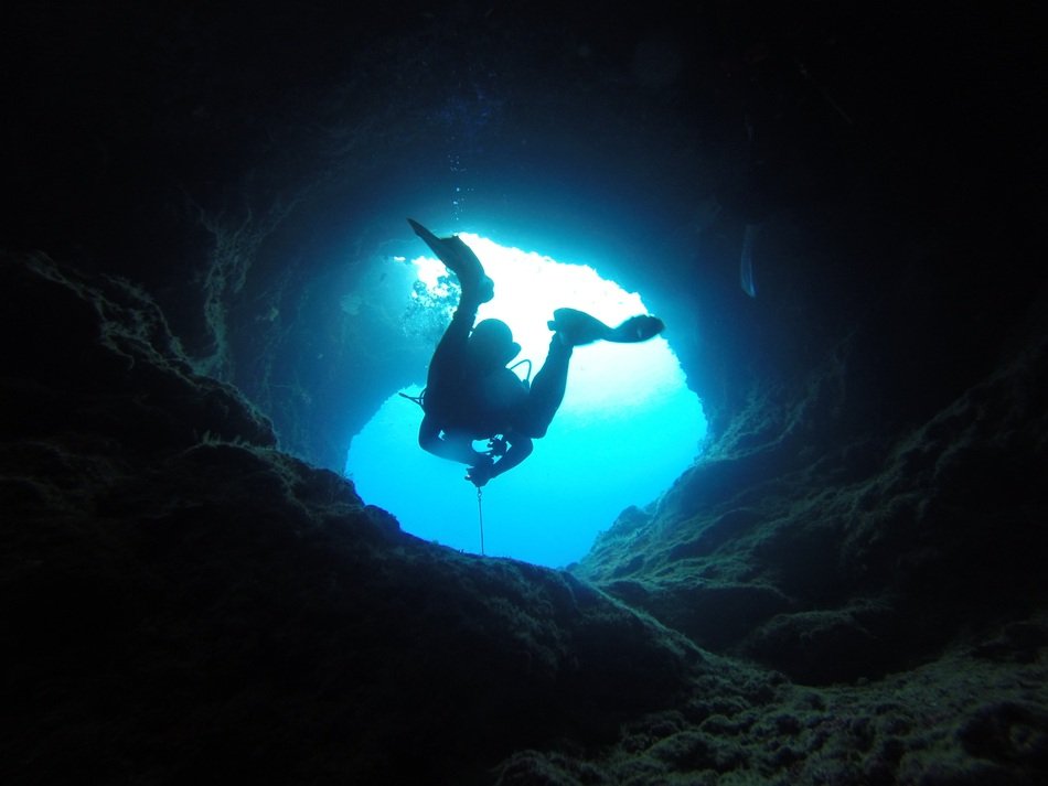 Diving in the cave