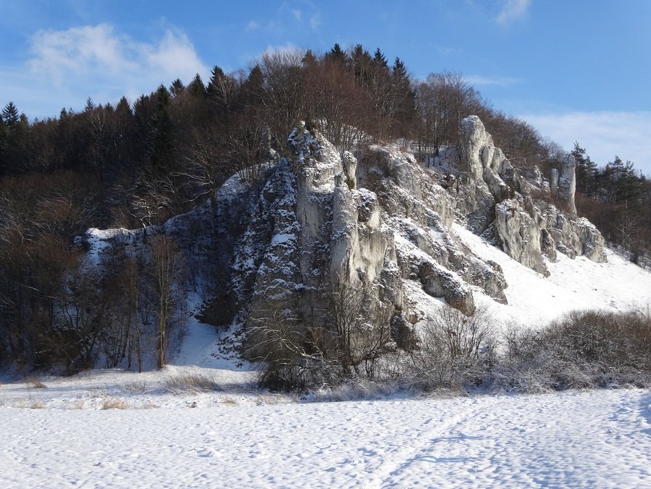 Landscape of rocks in winter national park in Poland