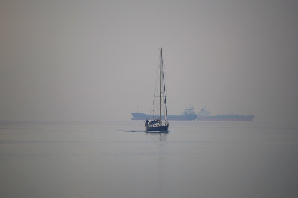 Landscape with the boat near the port