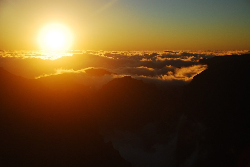 Sunset on the mountains in Madeira