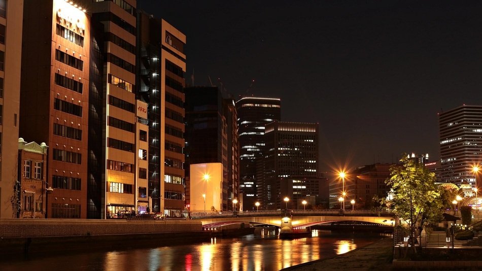 houses on the night street