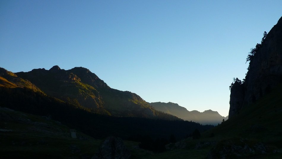 sunrise over the mountains in france