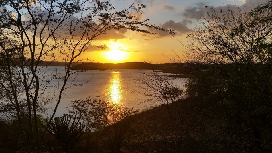 Landscape with the sunset on the horizon in Cabaceiras