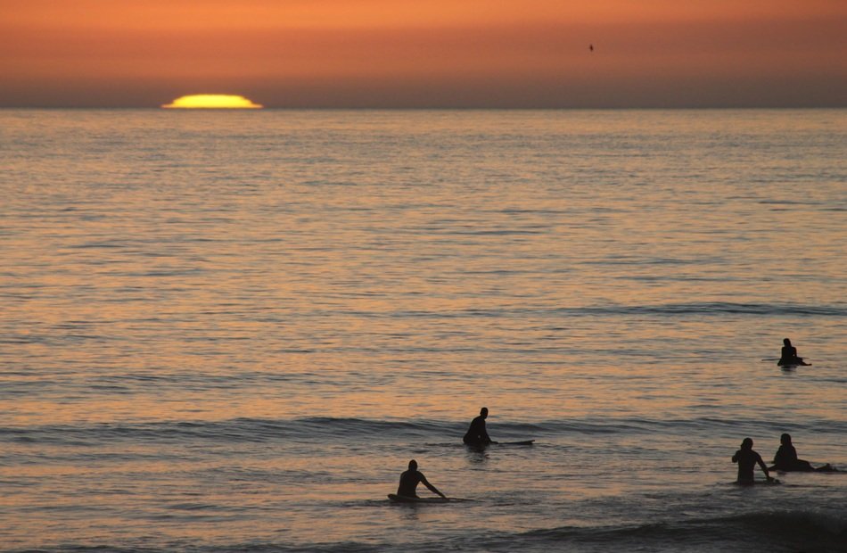 Landscape of surfing human in ocean