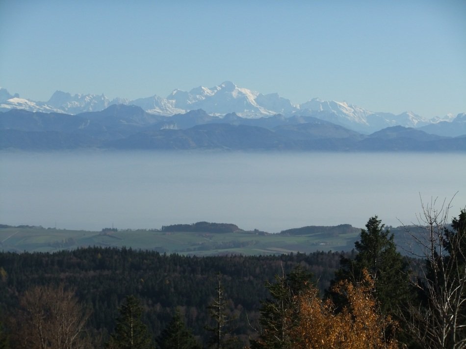 photo Lake Geneva on the background of the Mont Blanc massif