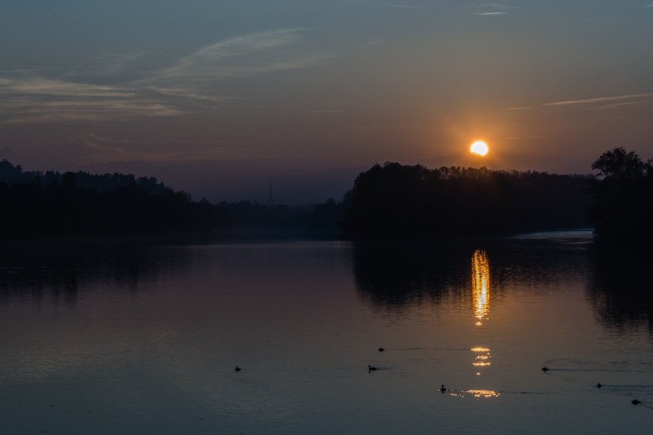 Landscape of Torino lake at the sunset