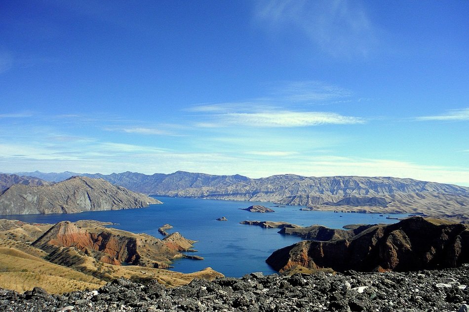 picturesque Nurek Reservoir in Tajikistan