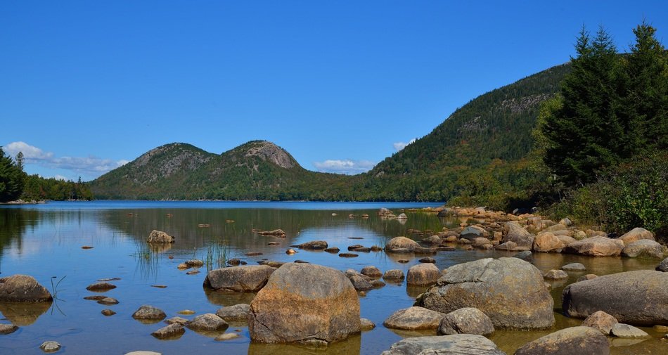 stones on a lake in maine