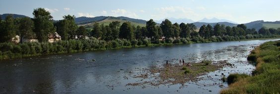 Dunajec River in countryside, poland