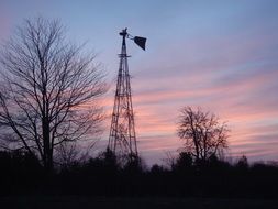 Wind Turbine at Sunrise Sky in Rural landscape