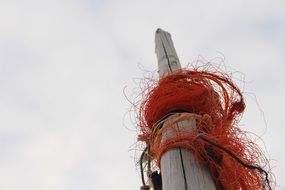 Red rope on a wood