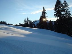 Sunlight on the landscape in the winter