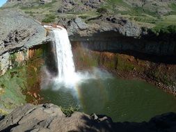 rainbow against the background of a waterfall in Argentina