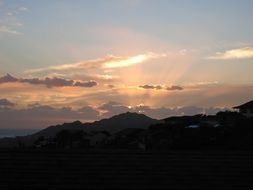 Landscape of the high mountains at the sunset