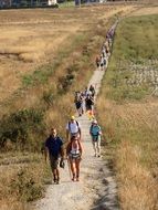 Picture of people are walking on a Camino Santiago road