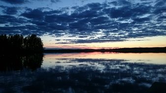 reflection of blue clouds in a lake in Finland