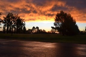 Stormy clouds in sunset Sky