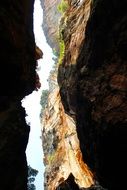 passage between cliffs in thailand