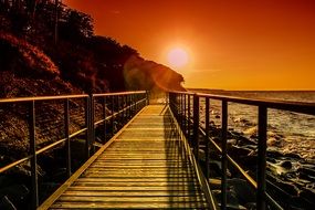 Wooden bridge on a Baltic Sea bank