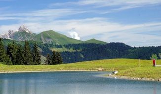 panorama of a lake and golf course in France