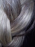 gray hair braid close-up