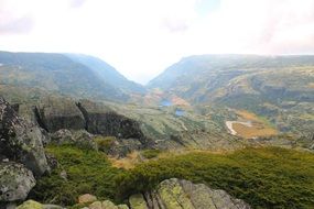 panorama view of a mountain landscape in a haze in serra
