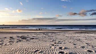 North sea beach at evening time