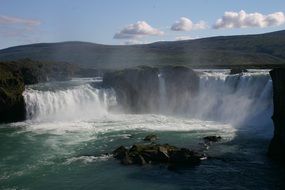 Landscape of large rocky Waterfall