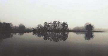 Landscape of wintry lake