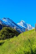 remote view of snowy mountains in summer