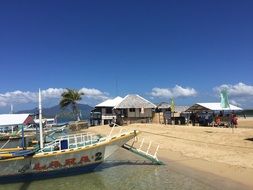 landscape of boats on the beach in Philippines