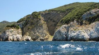 landscape of limestone Cliffs at Sea, Greece, Skiathos