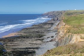 panorama of sandy beach in cornwall