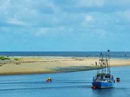 boat on the ocean near the beach