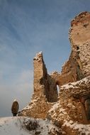 Winter stone ruins view