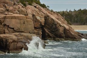 landscape of rock on sea coast in acadia national park