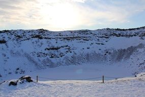 beautiful amazing frozen crater Scandinavia