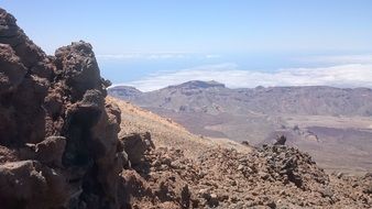 panoramic view from the volcano on a sunny day