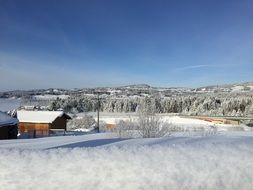 panorama of a village in snowy bavaria