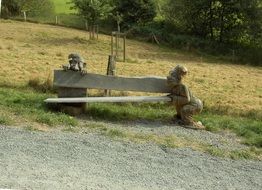 Unusual Wooden Bench on nature