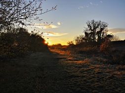 Moody Sunrise in countryside, Landscape